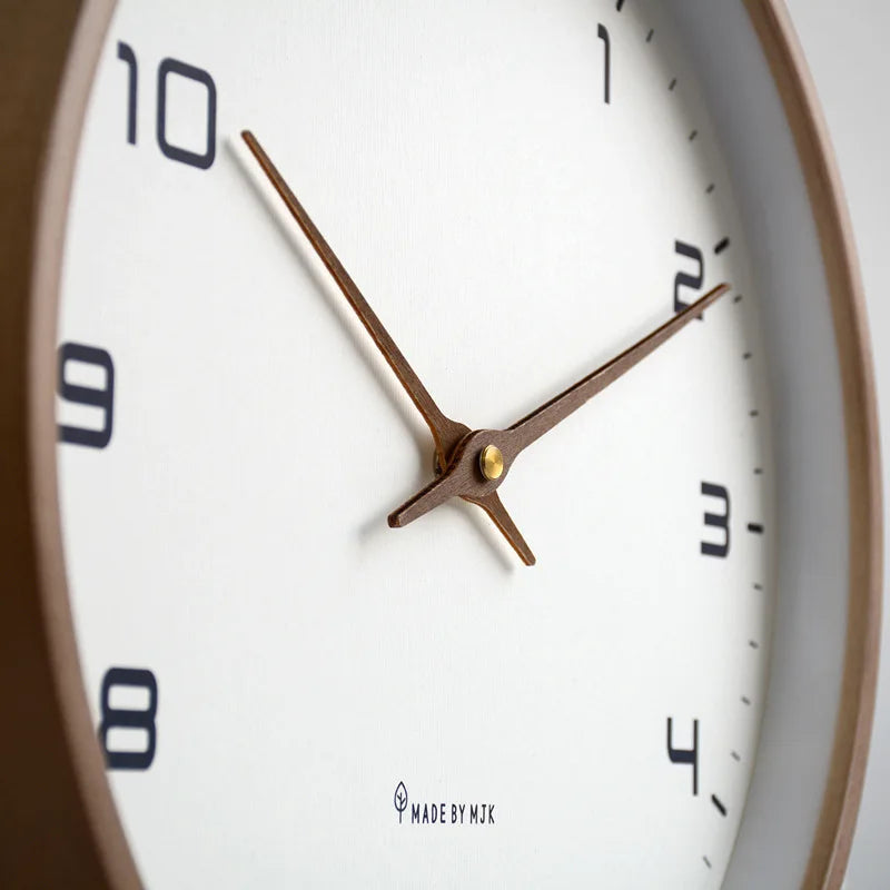 Nordic European Style Wooden Wall Clock - Modern Minimalist Silent Clock for Living Room and Kitchen