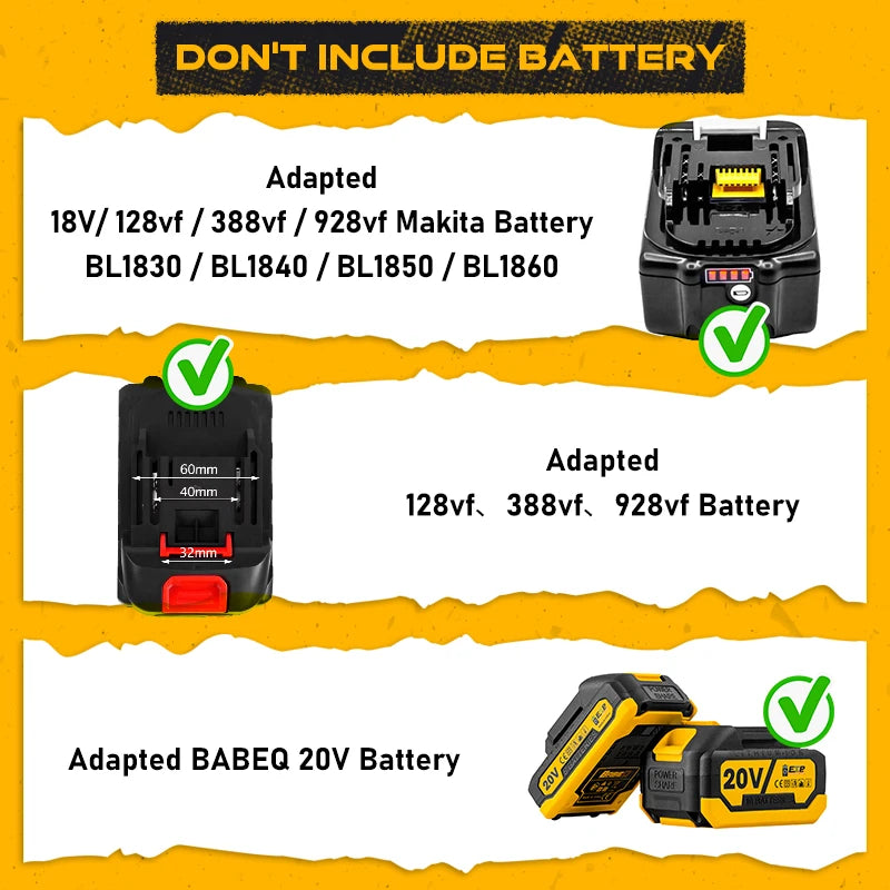 13mm Brushless Electric Impact Drill – 3-in-1 Cordless Screwdriver with 180N.M Torque for Makita 18-21V BatteriesÂ