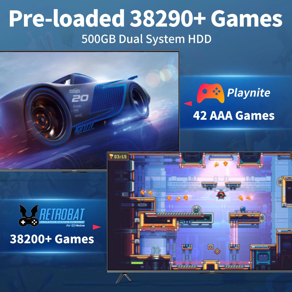 Retro Gaming HDD Game Console - Retrobat & Playnite with 38,200+ AAA & Retro Games for PC/Laptop, PS3, PS2, Wii, WiiU, Switch, PS1, N64, DC, MAME