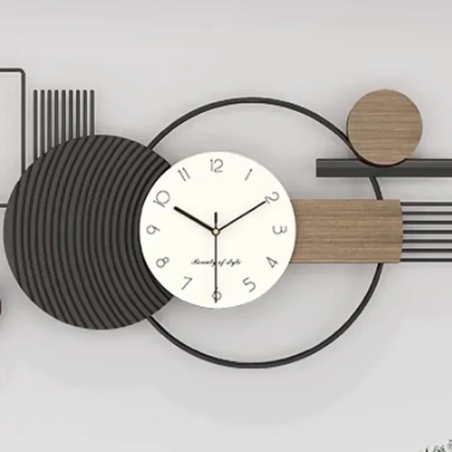 Living Room Wall Clock Decoration Hand Gift Unique Round Art Wall Clock Pieces Wood Number Modern Black White Saat Wall Decor