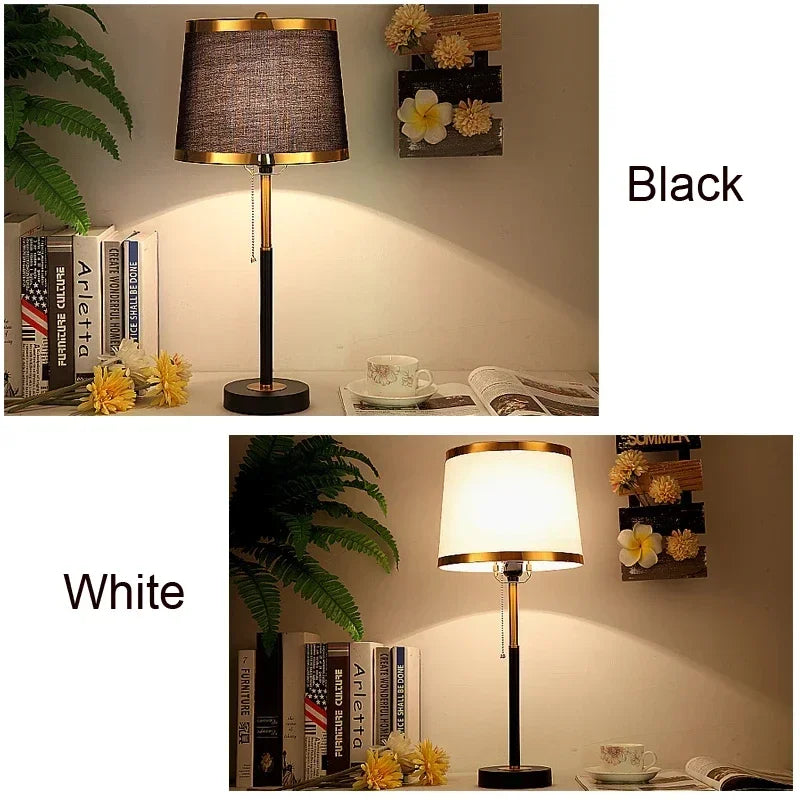 Retro Simple Table Lamp - Pull Switch Light, Luxury Nordic Style Bedside and Study Desk Light for Bedroom and Living Room Decoration