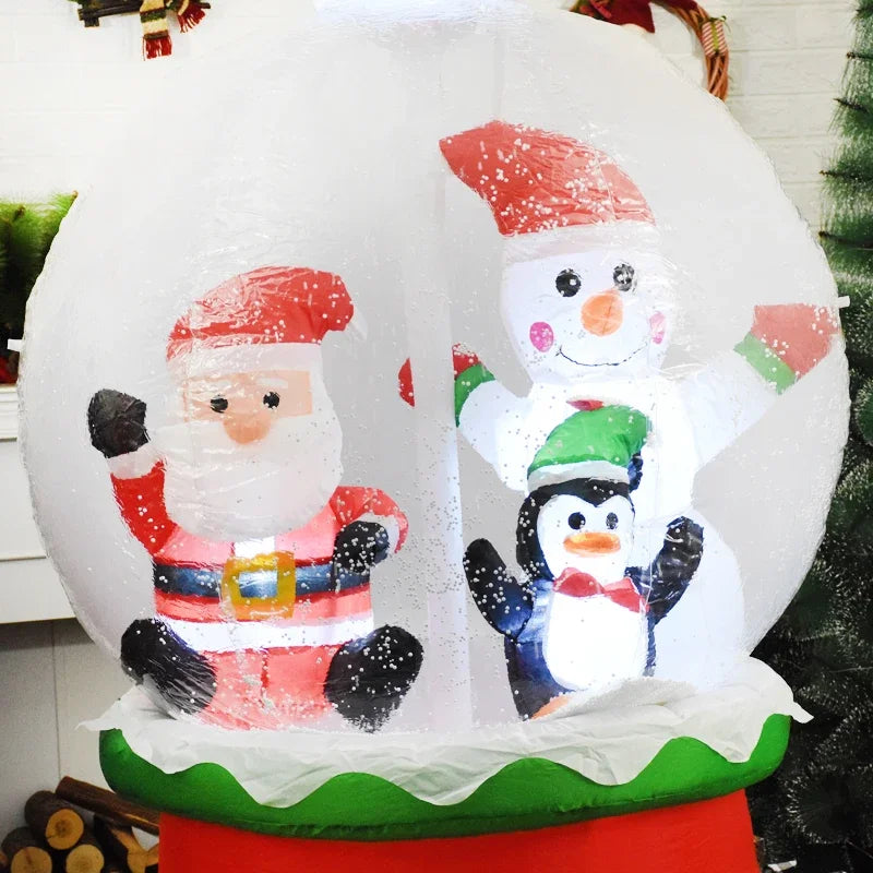 Inflatable Snowball Christmas Decoration for Home Garden Santa Snow Globe Led Light Inflatable Toys New Year Party Outdoor Decor