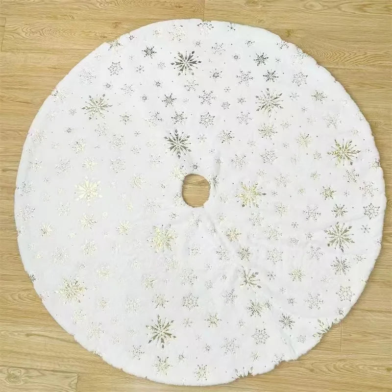 Christmas Tree Skirt Beaded Snowflake Sparkle 78cm/90cm/120cm Plush Carpet Christmas White Tree Skirt Decoration New Year