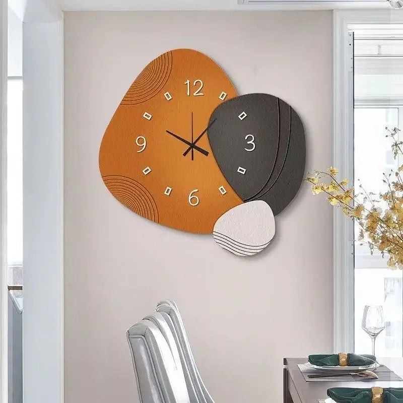 Oval Living Clock - Silent Modern Trendy Wall Clock, Creative Mural Decoration for Restaurants & Home