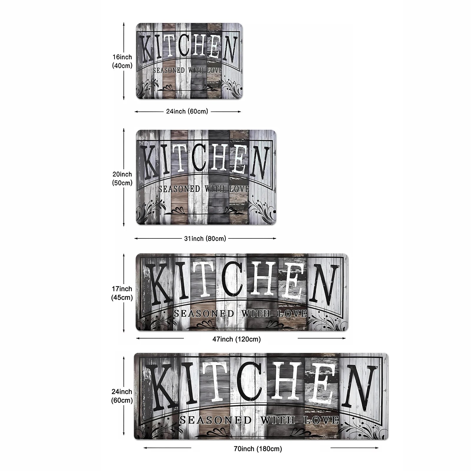 Retro Kitchen Carpet Floor Small Rug Home Decorative Mat Flannel Aniti-slip Doormat 4 Sizes 40x60cm 50x80cm 45x120cm 60x180cm