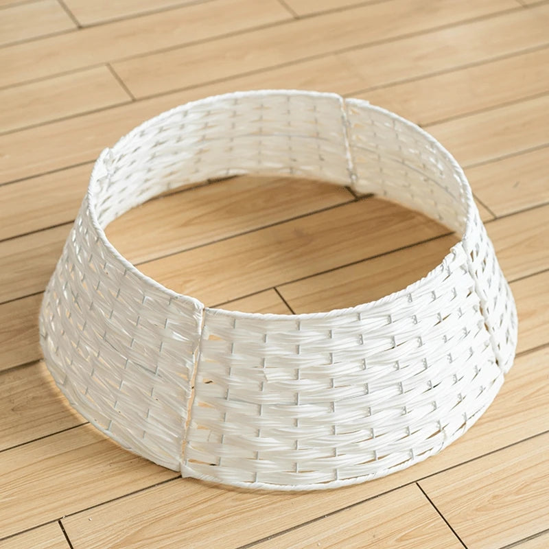 Christmas Tree Skirt Retro Round Basket Xmas Trees Foot Decor Collar for Home Festival Party Background Decoration Gift