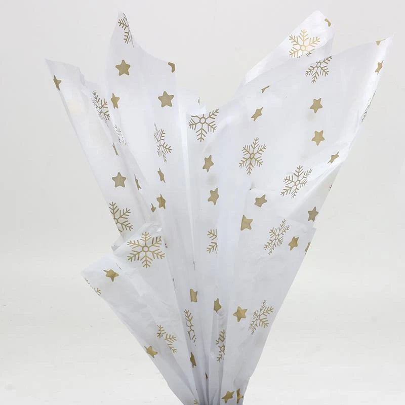 Christmas Gift Wrapping Tissue Paper, Snowflake Liner, Flower Packaging Gift Bag, Decoration Paper, 20 Sheets
