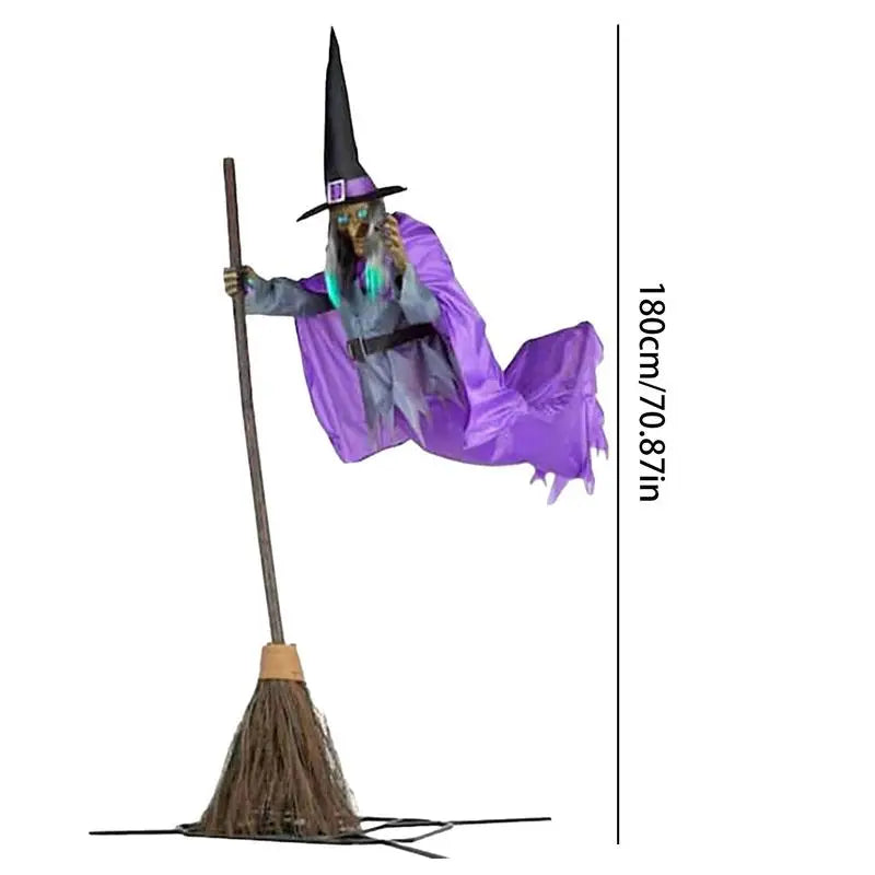 Flying Witch Halloween Decoration | Halloween Props with Terrifying Sounds | Garden Lawn Halloween Decoration | Creepy Witch Prop
