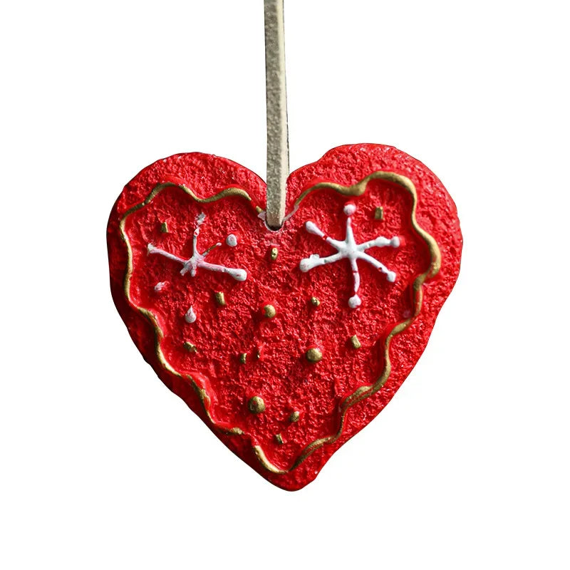 Christmas Elements Hanging Ornaments Resin Snowflake Wooden Horse Snowman Santa Claus Pendant Home Xmas Tree Decorations Gifts