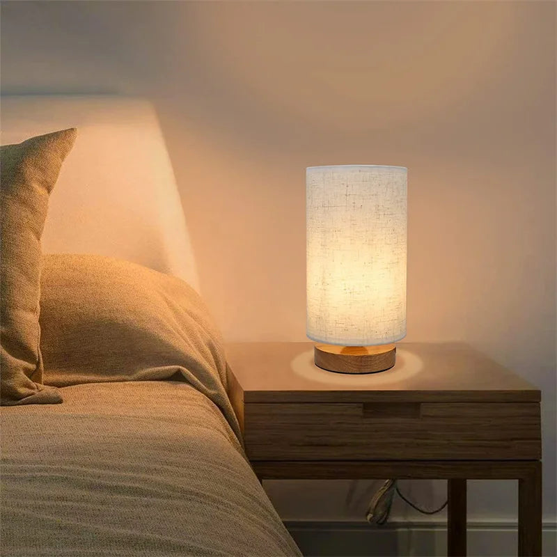USB Powered Modern Nordic Wood Table Lamp – Night Light for Bedroom Illumination, Warm White, Wooden Bedside Lamp, Ideal Gift for Kids Room Decor