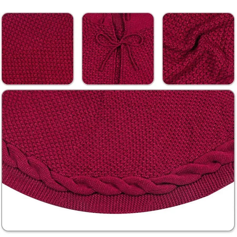 48 Inch Christmas Tree Skirt Knitted Thick Home Christmas Decoration Supplies Red Knitted Navidad Christmas Tree Apron