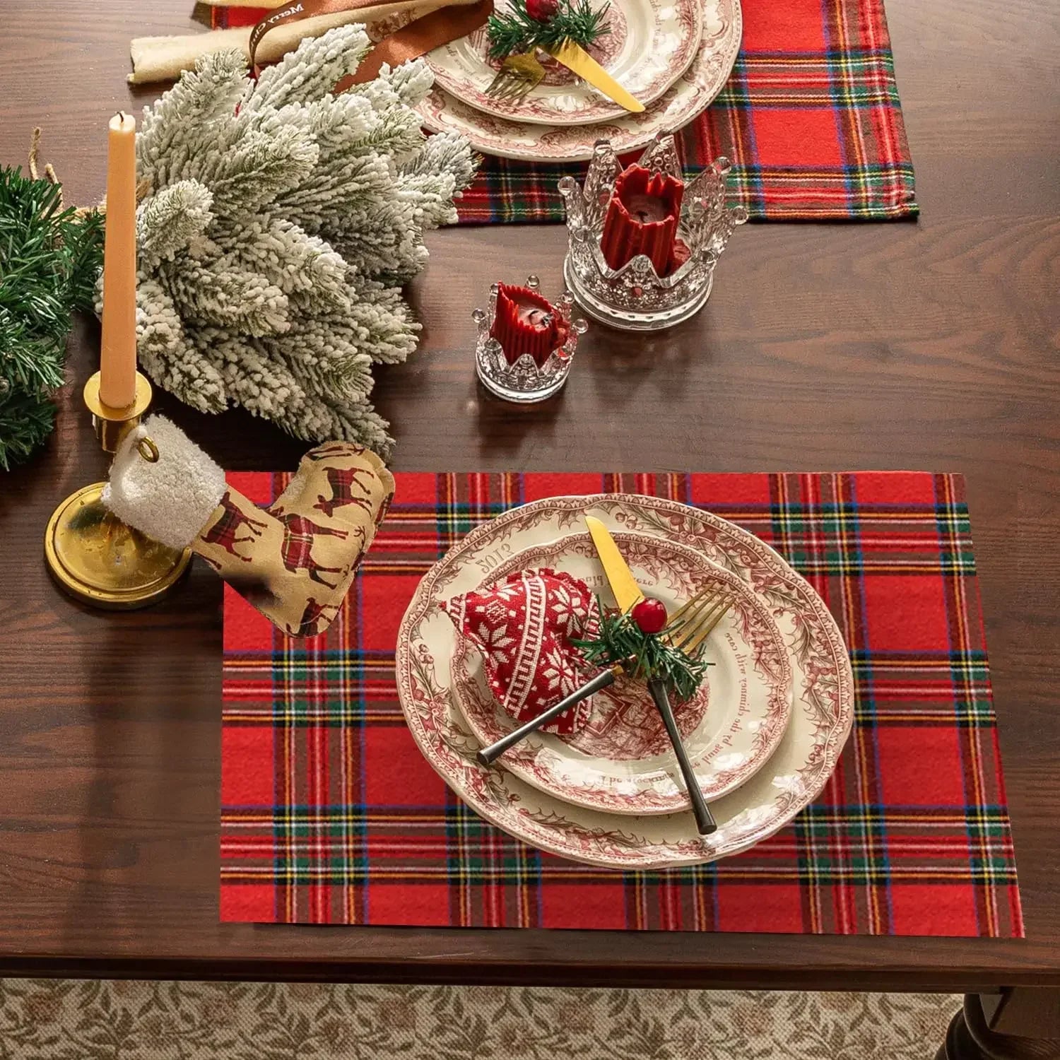 40x40cm Table Napkin Christmas Soft Scottish Tartan Plaid Cloth Napkins Dinner Napkins Festive Handkerchief Party Table Decor