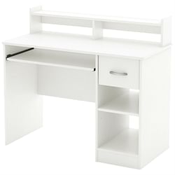 Contemporary Home Office Computer Desk in White Wood Finish - Free Shipping