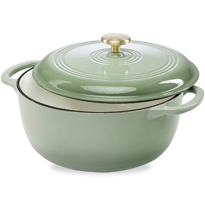 6 Quart Large Sage Green Enamel Cast-Iron Dutch Oven Kitchen Cookware - Free Shipping