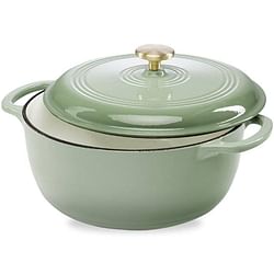 6 Quart Large Sage Green Enamel Cast-Iron Dutch Oven Kitchen Cookware - Free Shipping