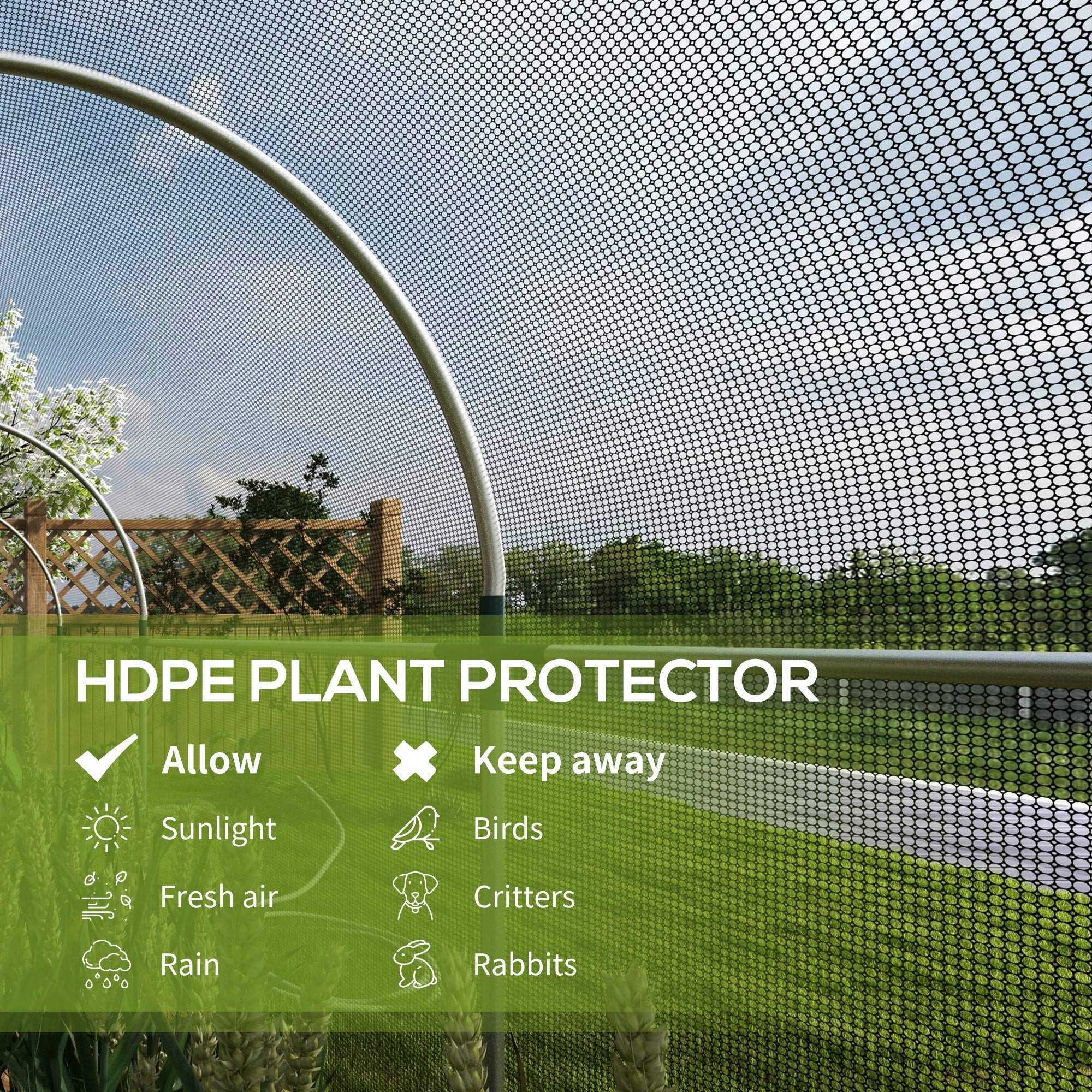 Outsunny Plant Protection Tent Galvanized Steel Crop Cage with Zippered Door 4'x12' Black for Outdoor Gardening