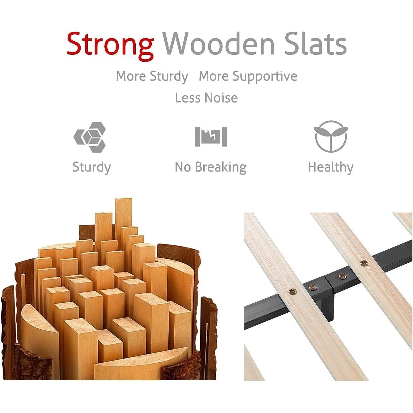 Queen Modern Black Faux Leather Upholstered Platform Bed Frame with Headboard - Free Shipping