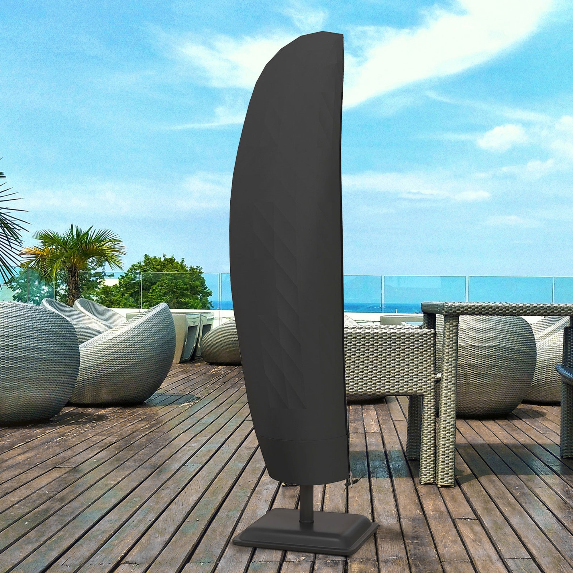 Outsunny Patio Umbrella Cover 87-Inch for Outdoor Offset Furniture Protector Black