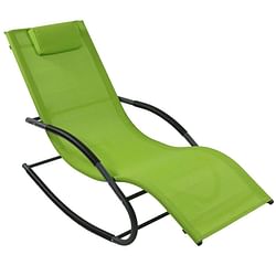 Modern Green Rocking Chaise Lounge Chair Patio Lounger with Pillow - Free Shipping