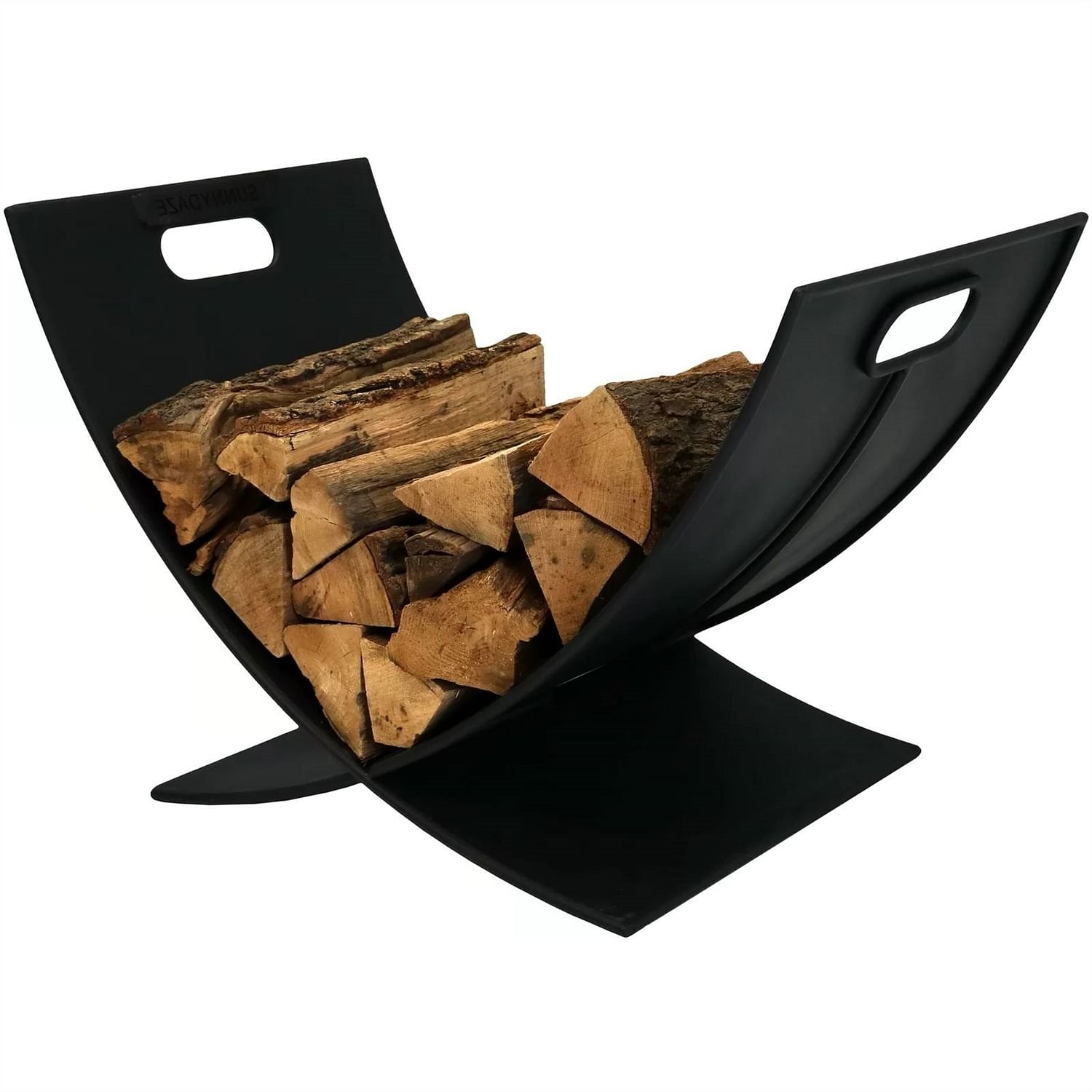 Modern Outdoor Indoor Heavy Duty Black Steel Firewood Log Holder Rack - Free Shipping