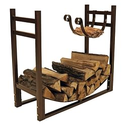 Bronze Metal Indoor/Outdoor Firewood Log Rack with Removeable Kindle Holder - Free Shipping