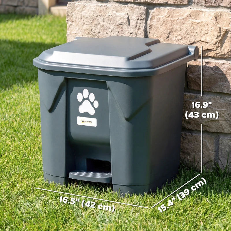 Dog Poop Outdoor Garbage Bin, 8 Gal Pet Waste Garbage Can with Lid and Pedal, Waterproof Plastic Trash Can, Black