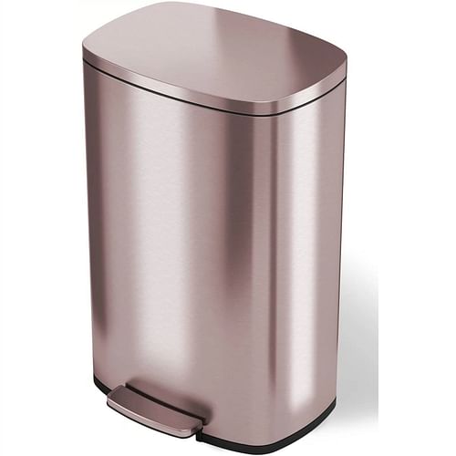 13-Gallon Copper Rose Gold Stainless Steel Step Trash Can with Deodorizer Filter - Free Shipping