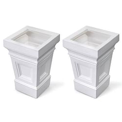 Set of 2 - 24 inch High Self Watering Planter Box in White Plastic Resin - Free Shipping