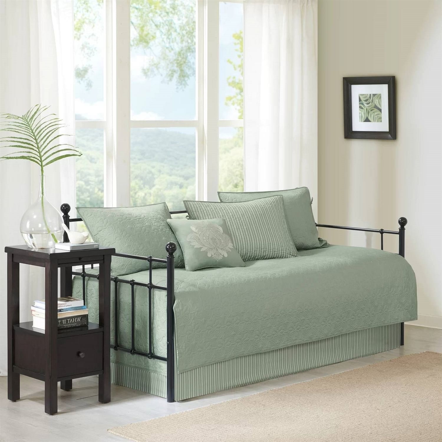 6-Piece Country Cottage Quilted Seafoam Green Reversible Daybed Cover Set - Free Shipping