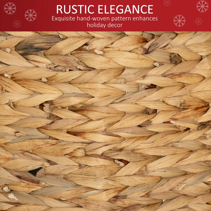 HOMCOM 24" Hyacinth Christmas Tree Base Cover – Hand-Woven Natural Tree Collar for Holiday Home Decor