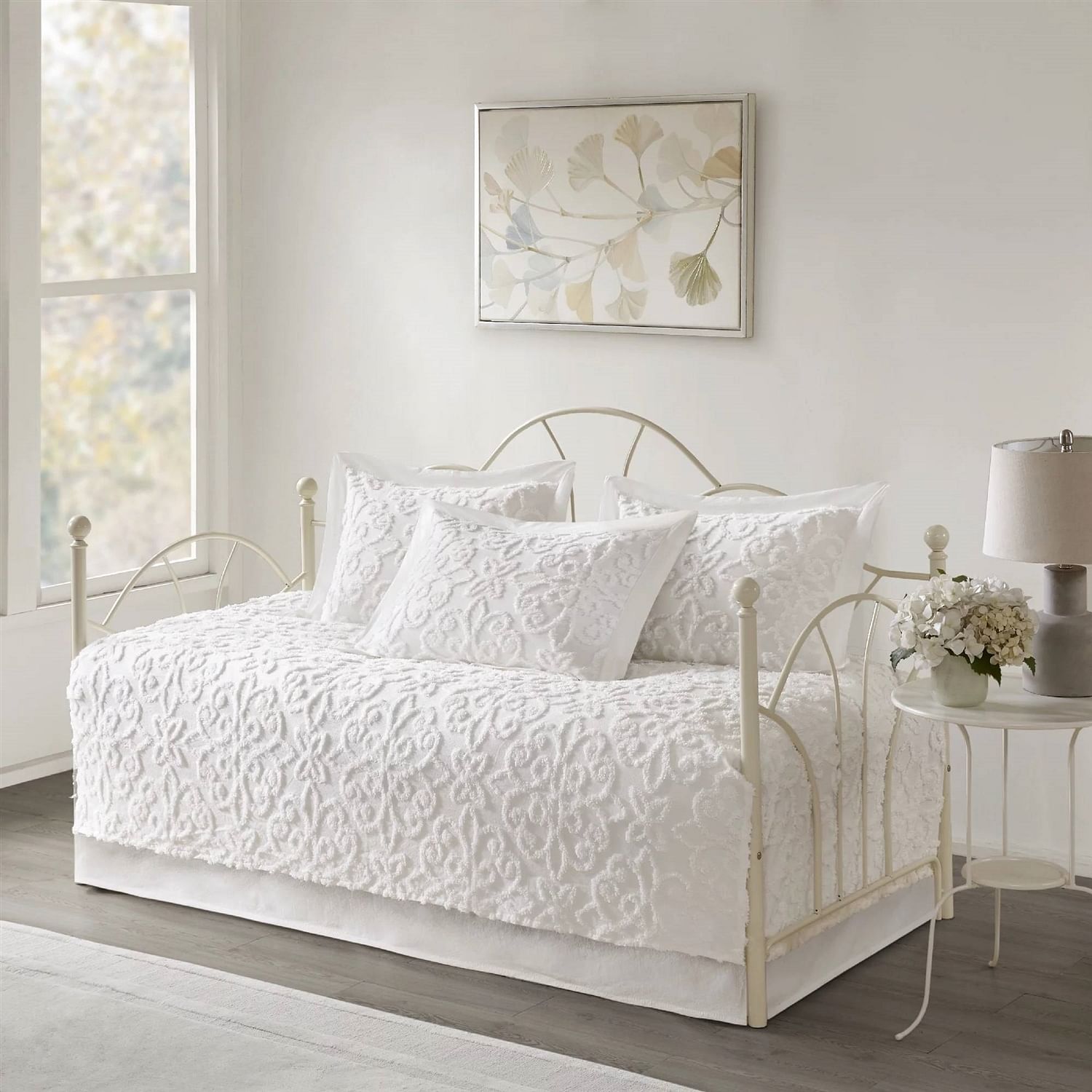 5-Piece Farmhouse Off-White Chenille Cotton Daybed Cover Bedding Set - Free Shipping