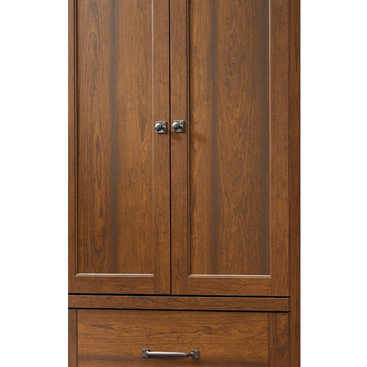 Bedroom Wardrobe Cabinet Storage Armoire in Medium Brown Cherry Wood Finish - Free Shipping