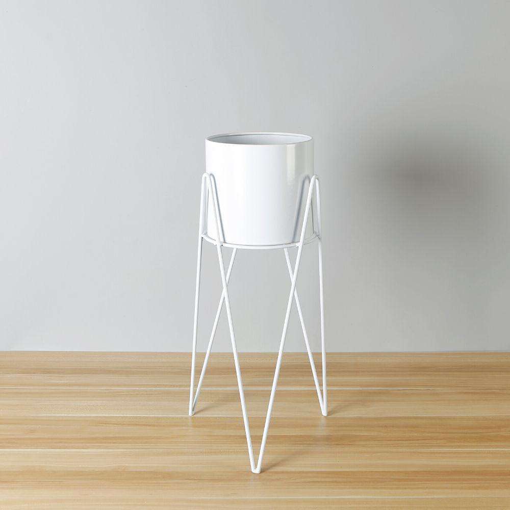 Shira White Planter With Hairpin Legs (61Cm)