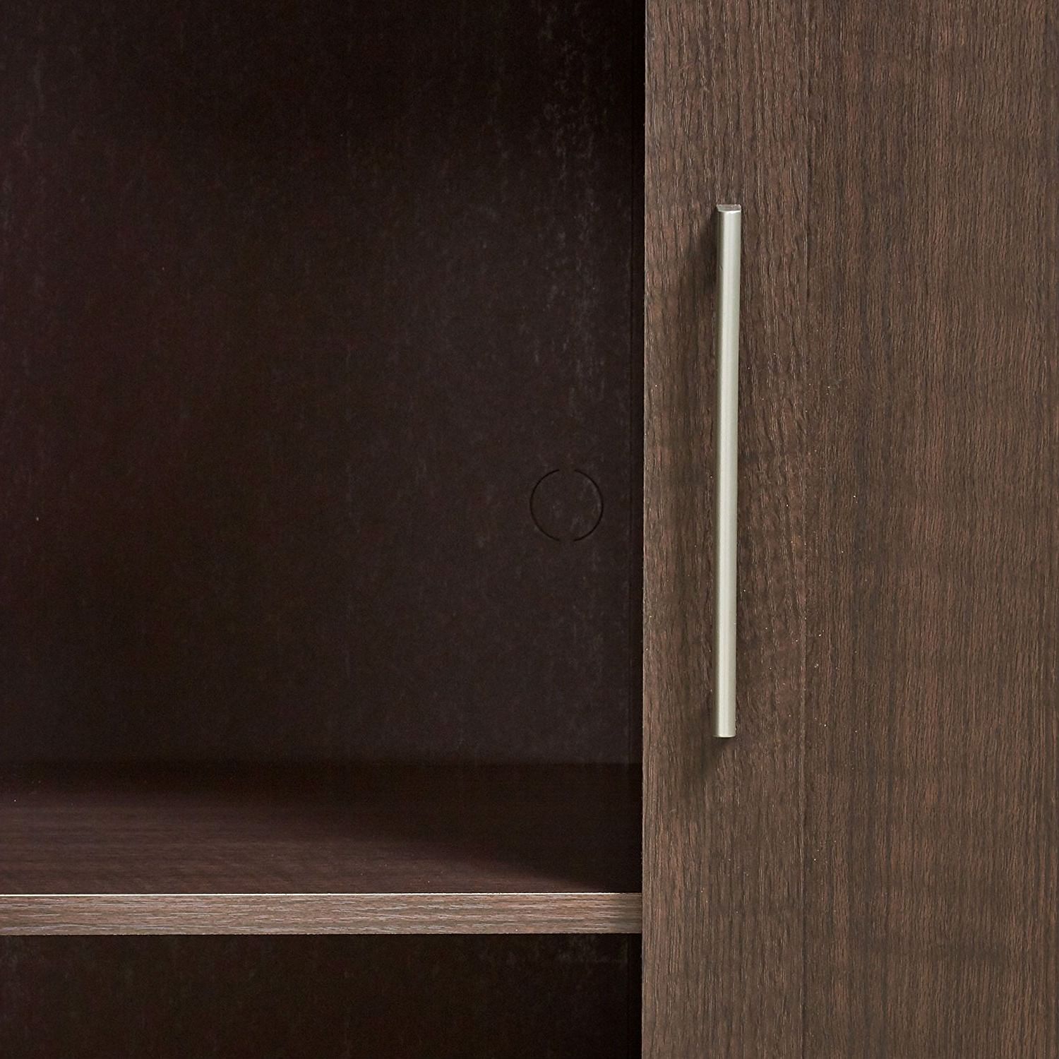 Bedroom Wardrobe Cabinet Storage Closet Organizer in Dark Brown Oak Finish - Free Shipping