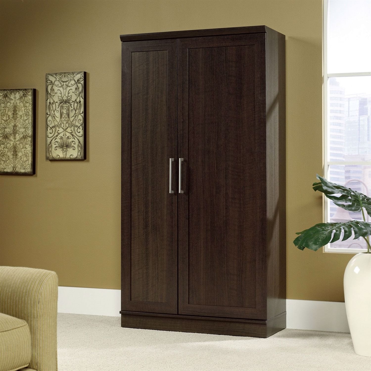 Multi-Purpose Living Room Kitchen Cupboard Storage Cabinet Armoire in Brown - Free Shipping