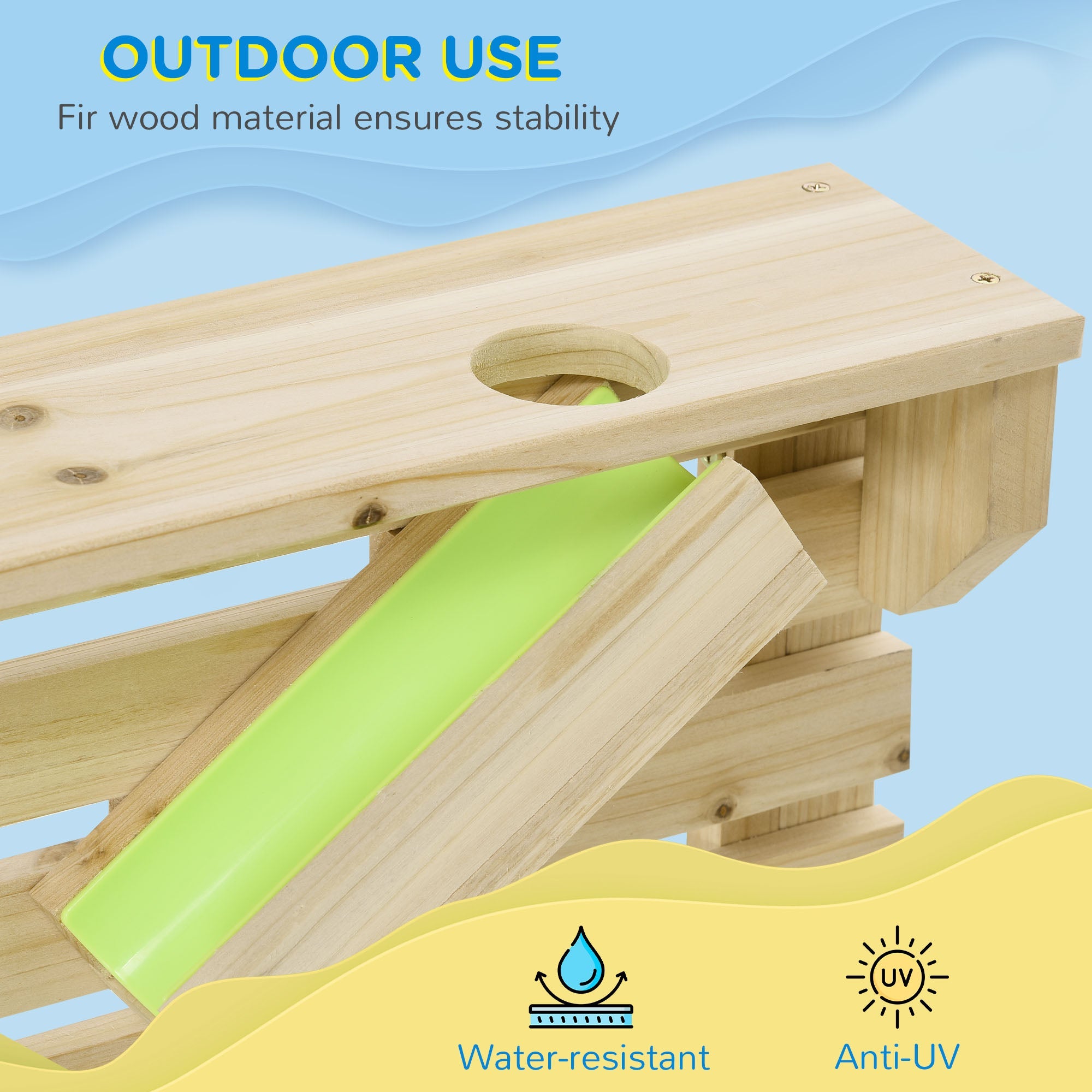 Outsunny 18Pcs Kids Running Water Sand Playset Outdoor Sinks Wooden Sensory Toys Colorful Accessories