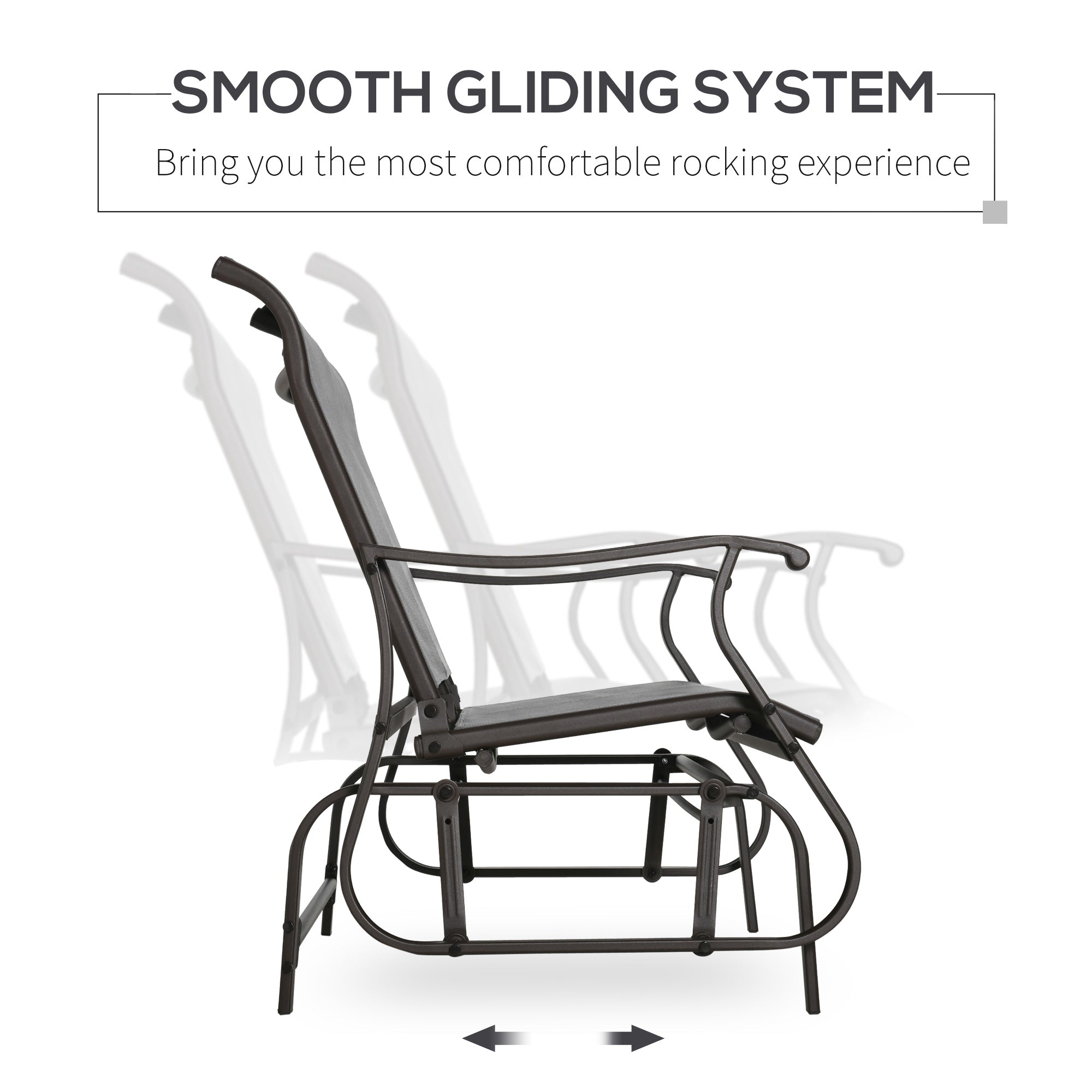 Outsunny Patio Glider Rocking Chair Double Seat Outdoor Light Grey Steel Frame Mesh Backrest Garden Furniture