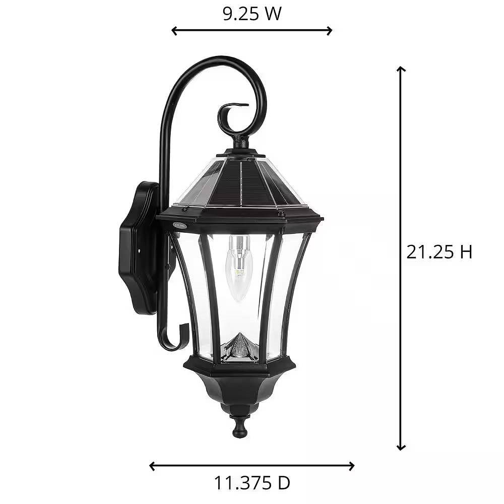 Outdoor Farmhouse Solar Wall Light in Black Finish - 150 Lumens - Free Shipping