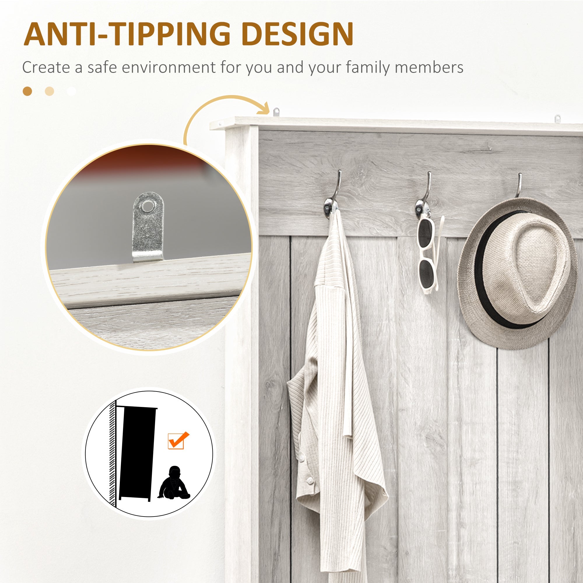 HOMCOM Hall Tree Coat and Shoe Storage Bench with Adjustable Shelves Entryway Organizer, White Finish