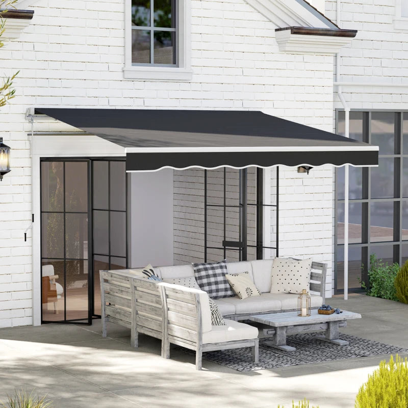 8' x 7' Retractable Awning, Patio Awnings, Sunshade Shelter with 280 g/m² UV & Water-Resistant Fabric, Black