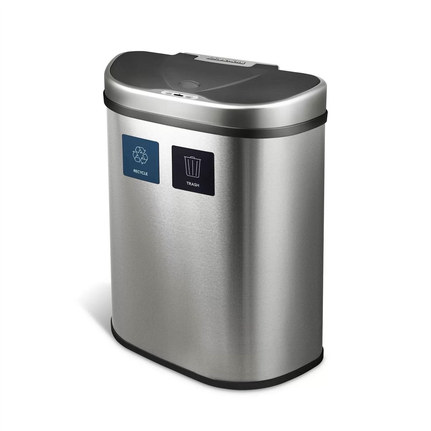 Dual Stainless Steel 18-Gallon Trash Can Recycle Bin with Motion Sensor Lid - Free Shipping