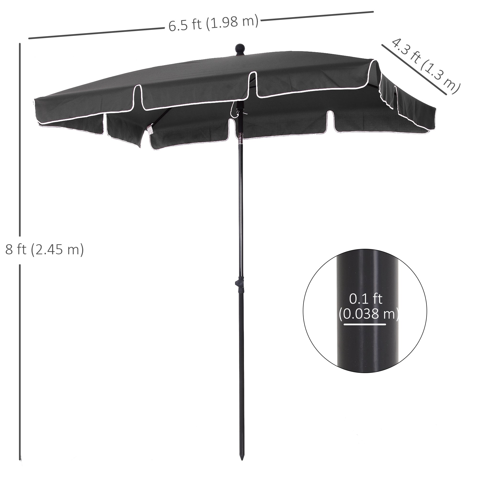Outsunny 7x4ft Rectangle Patio Umbrella: Aluminum Tilt UV Protection Sun Shade for Outdoor, Grey