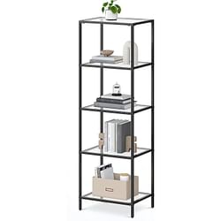 Black Metal Frame Glass Shelf Bookcase 4-Shelves Shelving Unit - Free Shipping