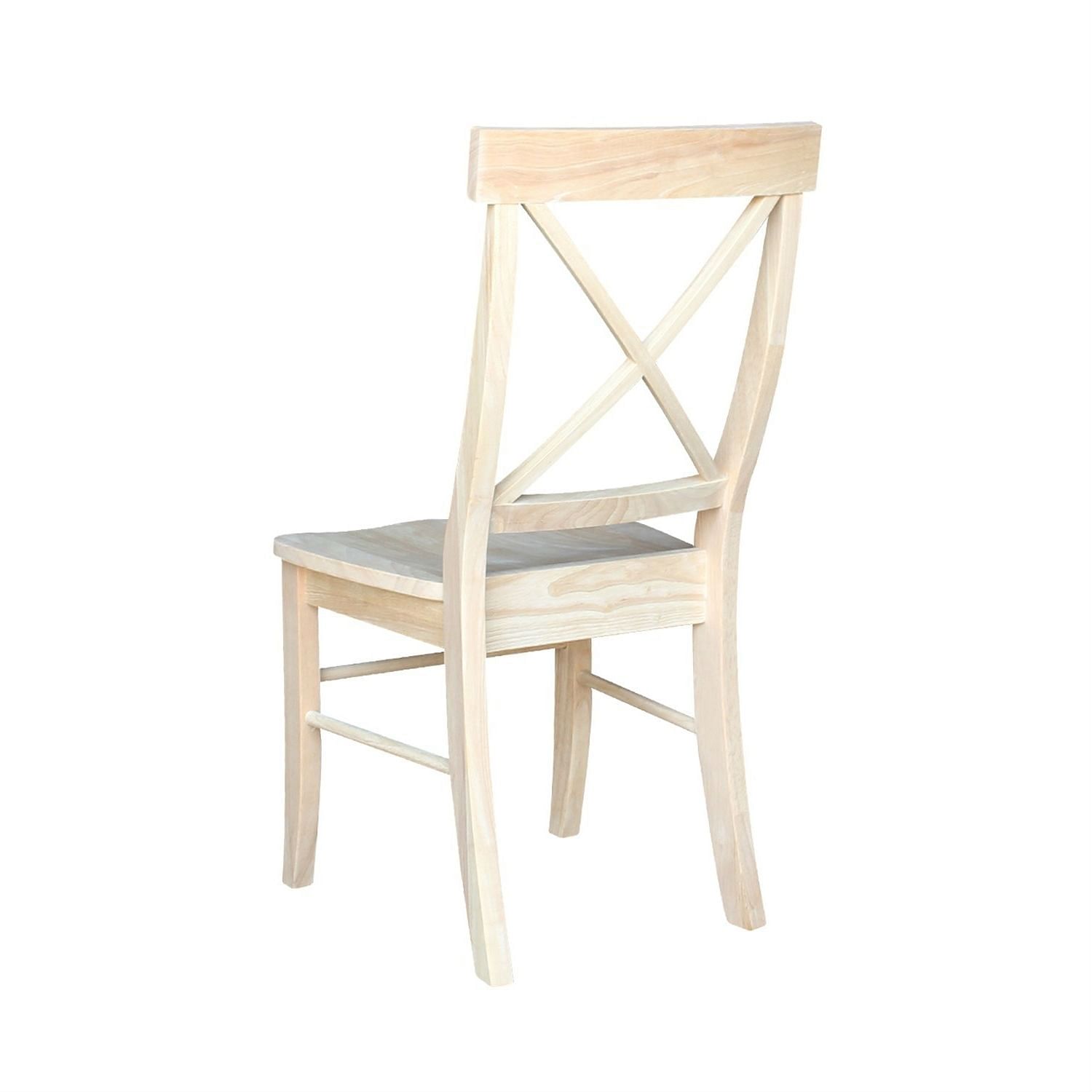 Set of 2 - Unfinished Wood Dining Chairs with X-Back Seat Backrest - Free Shipping