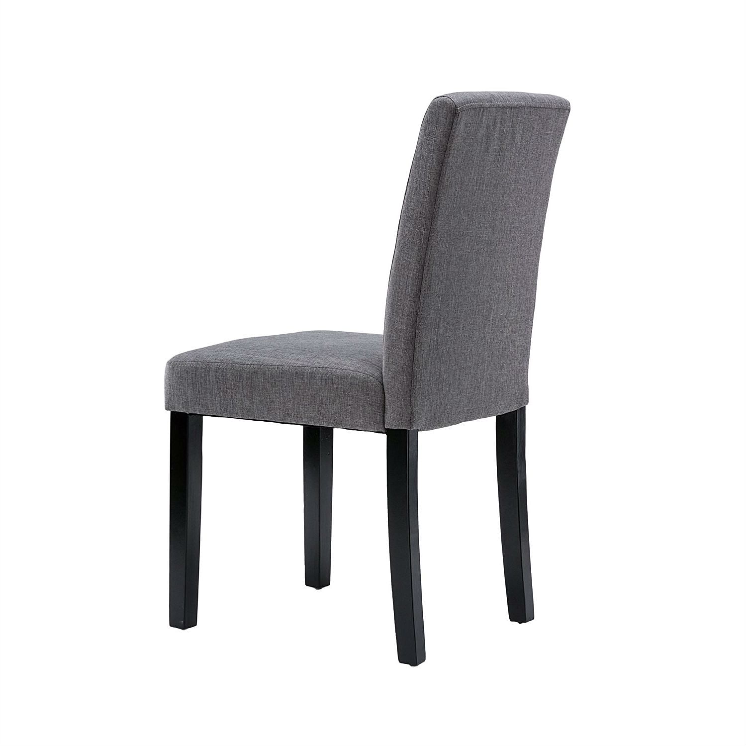 Set of 2 - Grey Fabric Dining Chairs with Black Wood Legs - Free Shipping