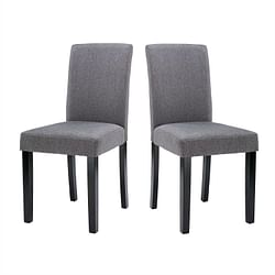 Set of 2 - Grey Fabric Dining Chairs with Black Wood Legs - Free Shipping