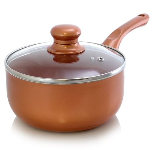 Better Chef 1.5 Qt. Copper Colored Ceramic Coated Saucepan with glass lid - Free Shipping