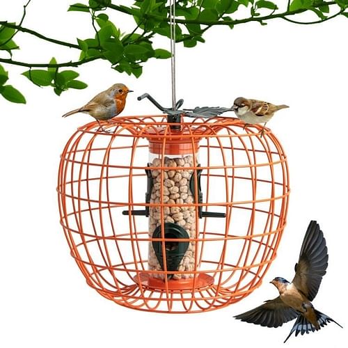 Outdoor Squirrel Resistant Orange Metal Mesh Small Bird Feeder - Free Shipping