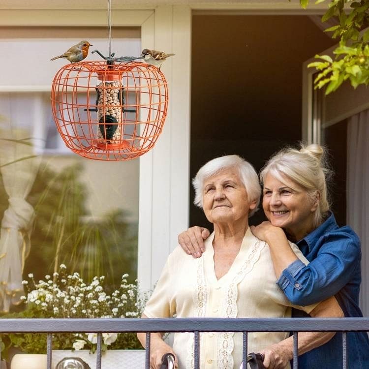 Outdoor Squirrel Resistant Orange Metal Mesh Small Bird Feeder - Free Shipping