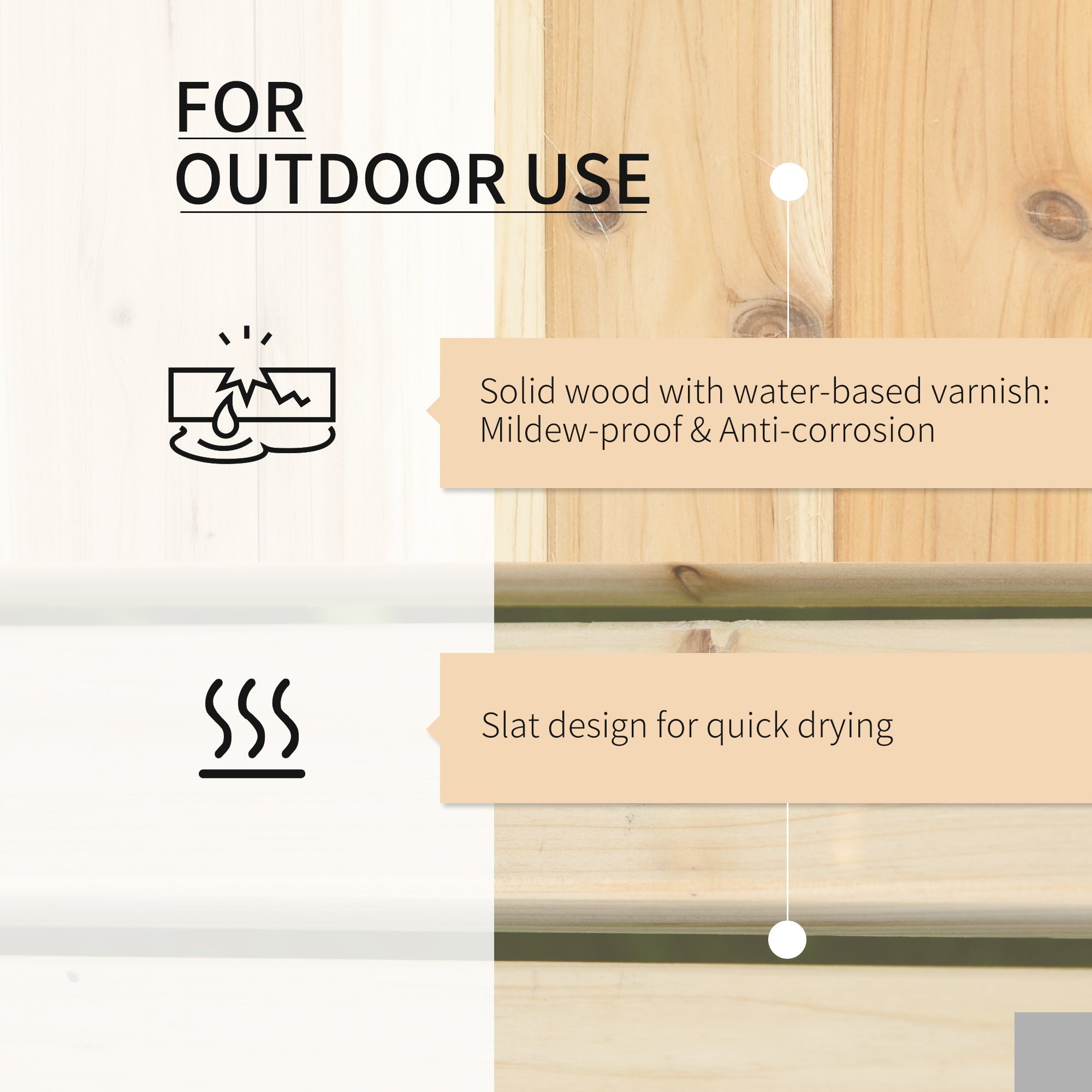 Outsunny Raised Garden Planter Bench 69.25"x15"x15.75" Wooden Planter & Bench Combination Natural